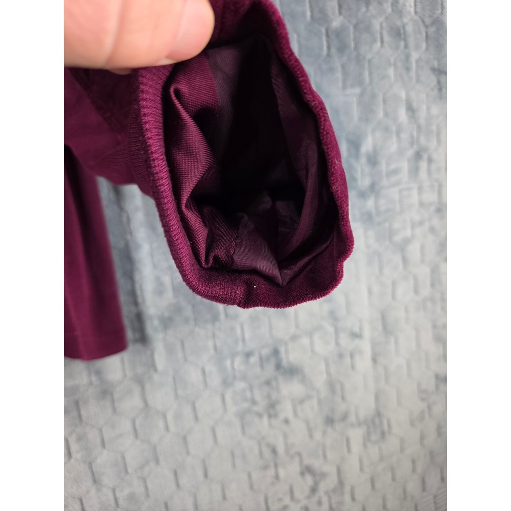 New Directions Womens XL Burgundy Velvet Moto Jacket Quilted Zip Mock Neck - Picture 12 of 13